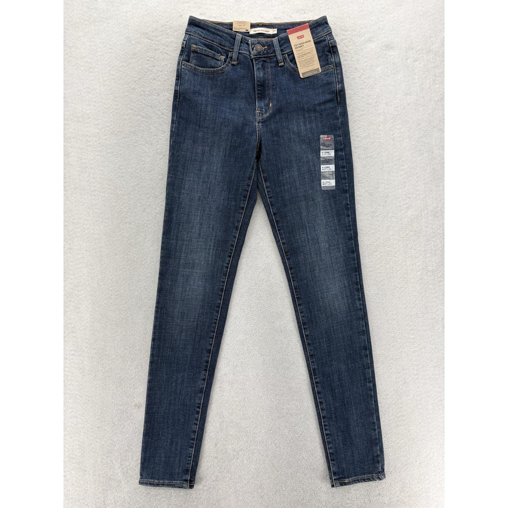 Levis 721 Jeans Womens 4 Tall High Rise Skinny Blue Medium Wash Stretch Denim
